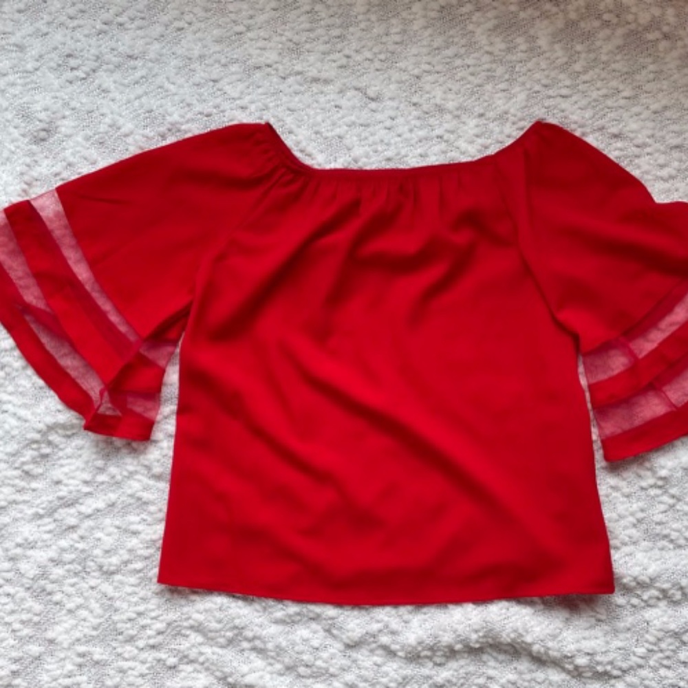 Red Top with Bell Sleeves